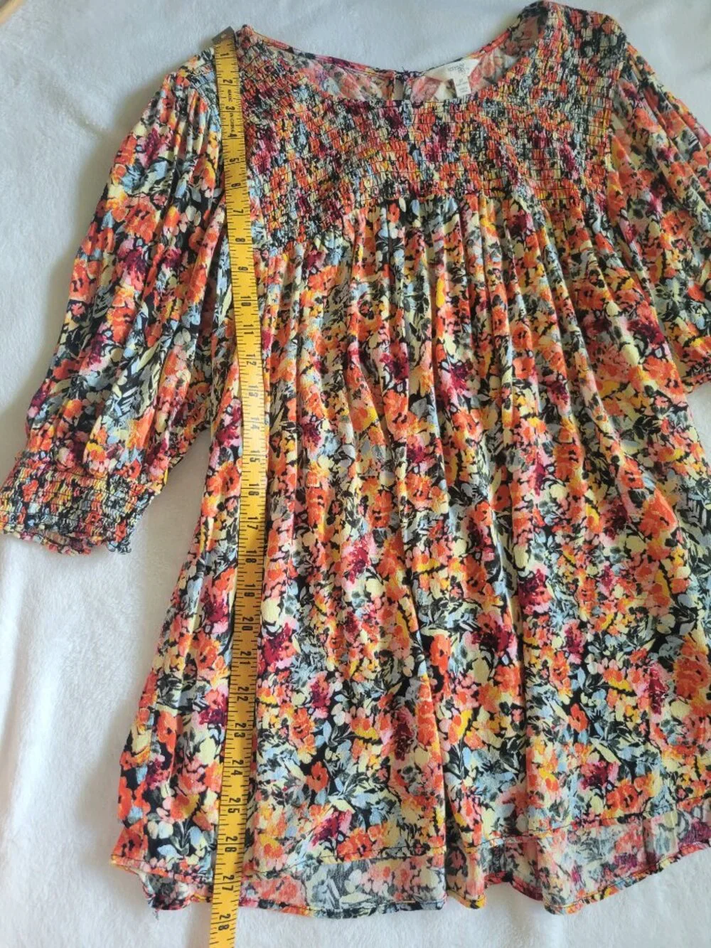 Terra & Sky Floral Smocked Peasant Blouse Top Plus Size 3X EUC - Picture 7 of 8
